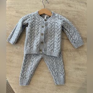 Janie and Jack Light Blue Baby Cable Knit Cardigan Set size 3-6 months